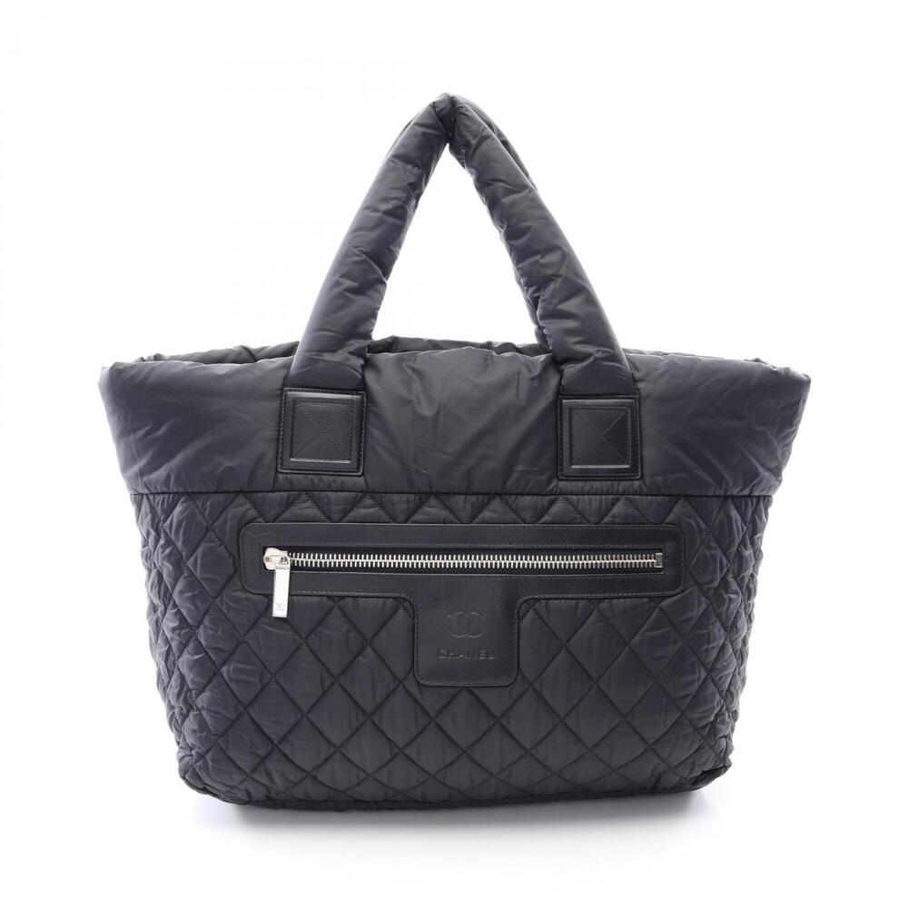Chanel Coco Cocoon MM Tote Bag Handbag Nylon Leather Women's Black A48611